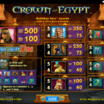 Crown Of Egypt 4 Paytable